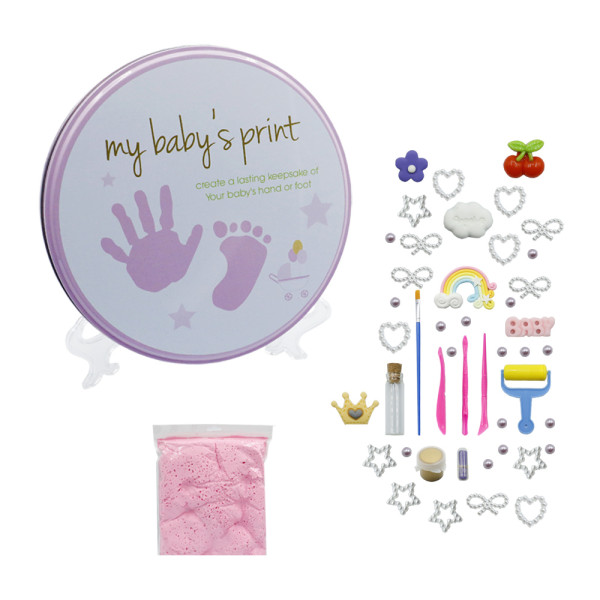 Αναμνηστικό Αποτύπωμα DIY Baby Handprint & Footprint με Αξεσουάρ για Κορίτσια Ροζ