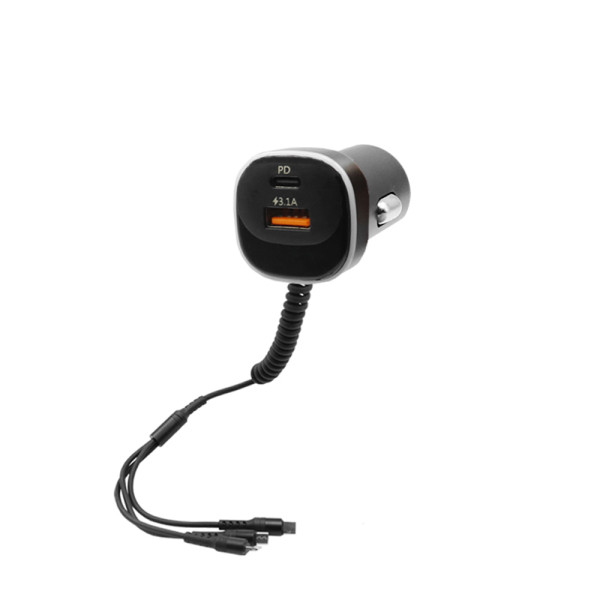 FM Transmitter με Βολτόμετρο 12V-24V με USB - MP3 Player - Οθόνη LCD και 3 Καλώδιο Φόρτισης 3 in 1 K2
