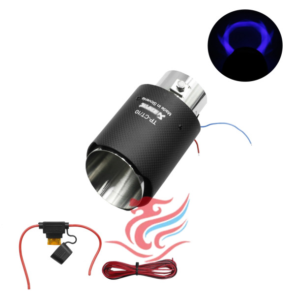 Φωτιζόμενο Τελικό - Μπούκα Εξάτμισης Αυτοκινήτου Universal Τύπου Akrapovic 60-63mm Μαύρο