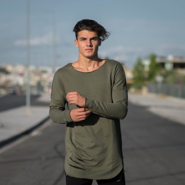 MEN'S SWEATSHIRT CREWNECK LONG MOHICANS 104.KHAKI