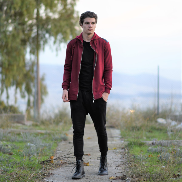 MEN'S  ZIPPER SWEATSHIRT CARDIGAN HOODIES MOHICANS 105 BORDO