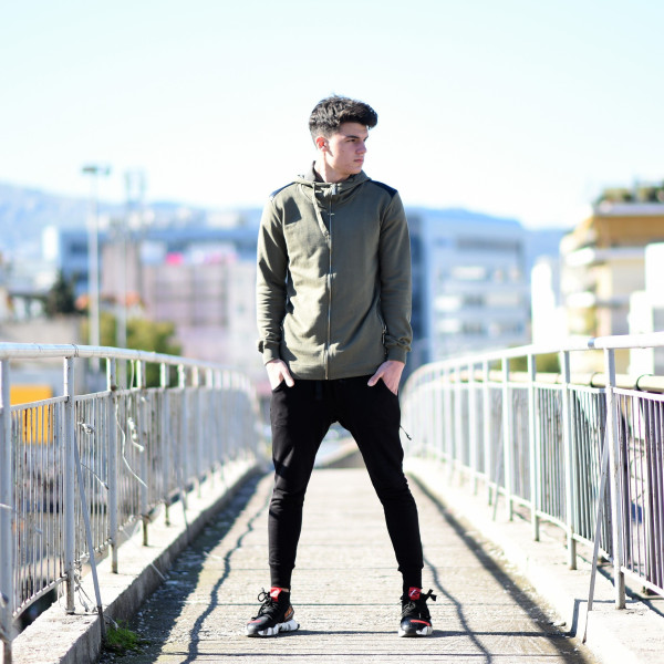 MEN'S ZIPPER CARDIGAN SWEATSHIRT HOODIES MOHICANS 105 KHAKI