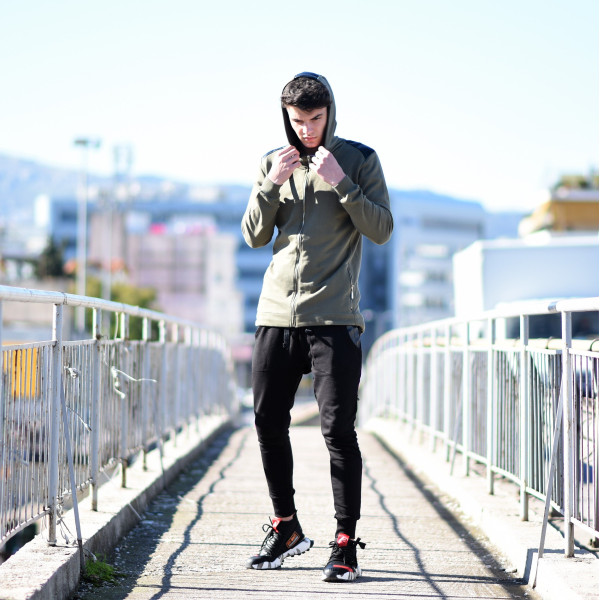 MEN'S ZIPPER CARDIGAN SWEATSHIRT HOODIES MOHICANS 105 KHAKI