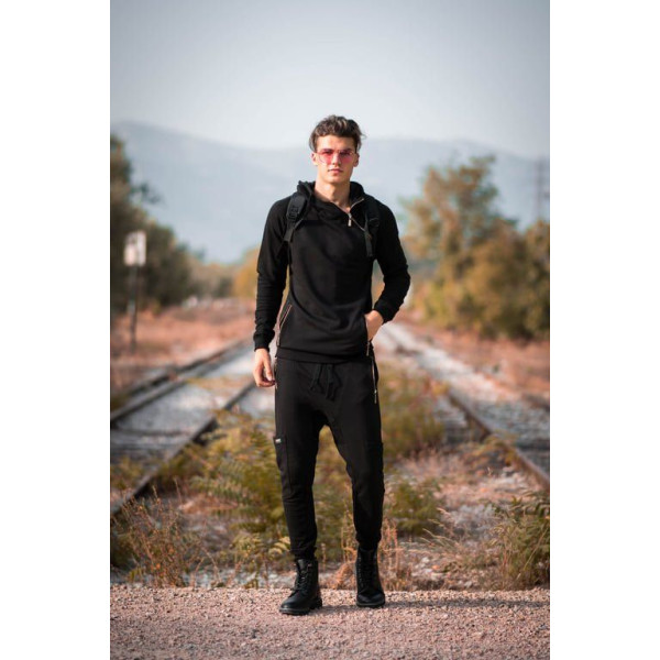 MEN'S SWEATSHIRT HOODED MOHICANS 108.BLACK