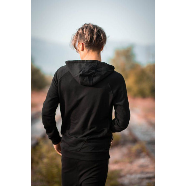 MEN'S SWEATSHIRT HOODED MOHICANS 108.BLACK