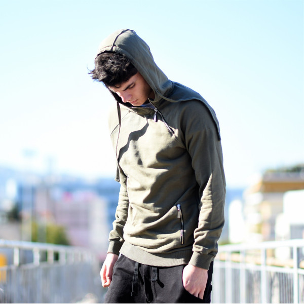 MEN'S SWEATSHIRT HOODED MOHICANS 108.KHAKI