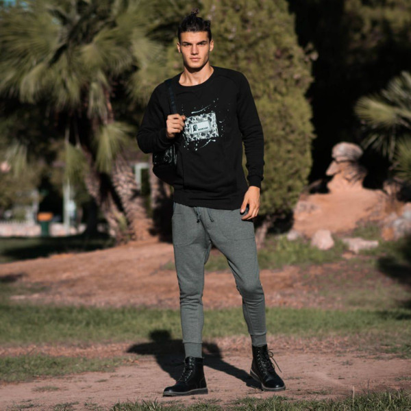 MEN'S BLOUSE SWEATSHIRT CREWNECK MOHICANS 110 BLACK