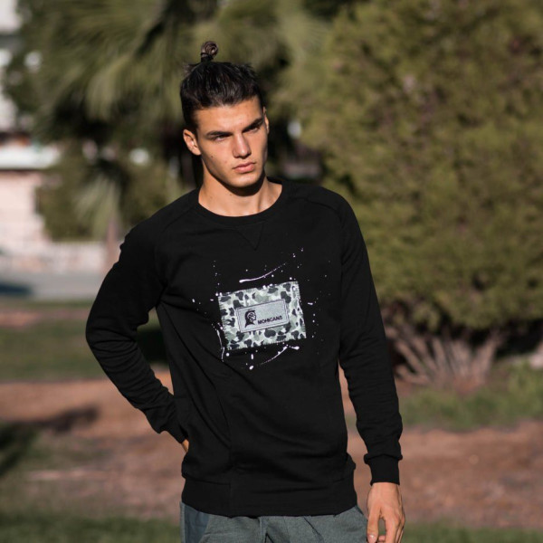 MEN'S BLOUSE SWEATSHIRT CREWNECK MOHICANS 110 BLACK