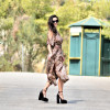 DRESS LONG SATIN MOHICANS 11238 LEOPARD