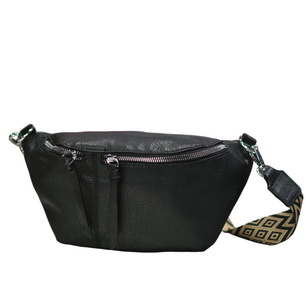 WOMEN'S BUM BAG PURSE LEATHER MOHICANS 120-2 BLACK