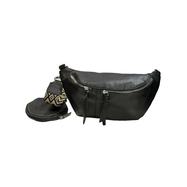 WOMEN'S BUM BAG PURSE LEATHER MOHICANS 120-2 BLACK