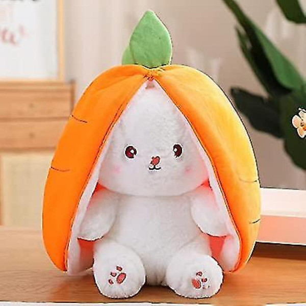 Bunny Stuffed Animal Reversible Hug Bunny Carrot Zipper Plush Bunny Transforming Rabbit Toy Cute Stuffed Doll 20cm 1440-212 Orange