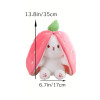 Bunny Stuffed Animal Reversible Hug Bunny Strawberry Zipper Plush Bunny Transforming Rabbit Toy Cute Stuffed Doll 20cm 1440-212 White