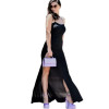 DRESS LONG SATIN MOHICANS  6528 BLACK
