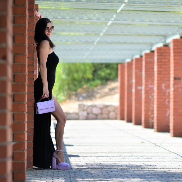 DRESS LONG SATIN MOHICANS  6528 BLACK