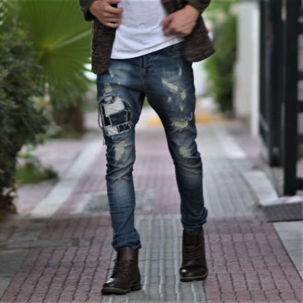 ΑΝΔΡΙΚΟ ΠΑΝΤΕΛΟΝΙ SKINNY JEANS ΦΘΟΡΑ MOHICANS 16-1551 ΜΠΛΕ