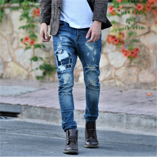 ΑΝΔΡΙΚΟ ΠΑΝΤΕΛΟΝΙ SKINNY JEANS ΦΘΟΡΑ MOHICANS 16-1551 ΜΠΛΕ