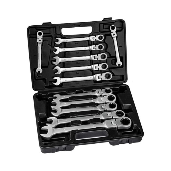 Σετ Κλειδιά Γερμανοπολύγωνα 12τμχ με Σπαστή Καστάνια 8-19mm και Κασετίνα W16244