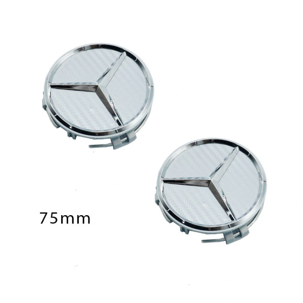 Σετ Διακοσμητικά Καπάκια Κέντρου Ζαντών Mercedes 2τμχ 75mm Ασημί
