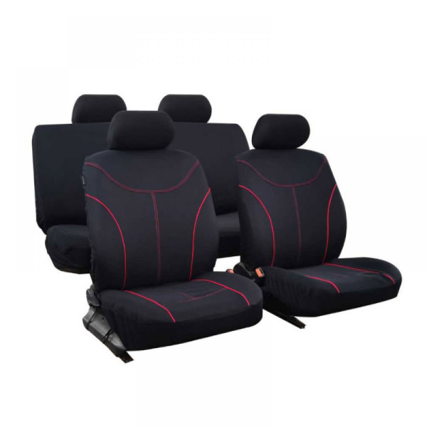 Σετ Καλύμματα Καθισμάτων Αυτοκινήτου Universal W15505-9 Μαύρα-Κόκκινα