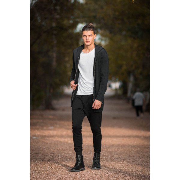 MEN'S ZIPPER CARDIGAN SWEATSHIRT LONG MOHICANS 2001 BLACK