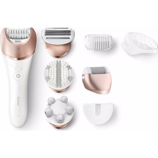 Επαναφορτιζόμενο Σετ Αποτρίχωσης Epilator για Σώμα Kemei KM-8001 Λευκό-Ροζ