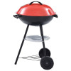 vidaXL XXL Stainless Steel Round Charcoal Grill with Lid and Wheels 44cm