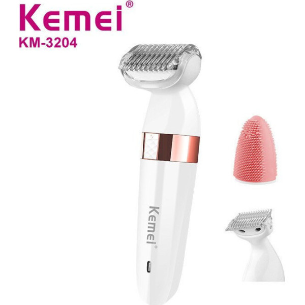 Σετ Αποτρίχωσης Epilator για Πρόσωπο και Σώμα 3 σε 1 Kemei KM-3204 Λευκό