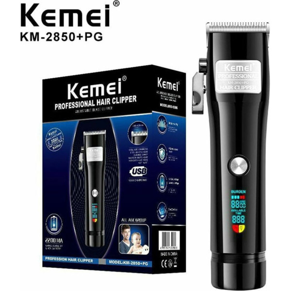 Επαναφορτιζόμενη Κουρευτική Μηχανή Kemei KM-2850+PG Μαύρο