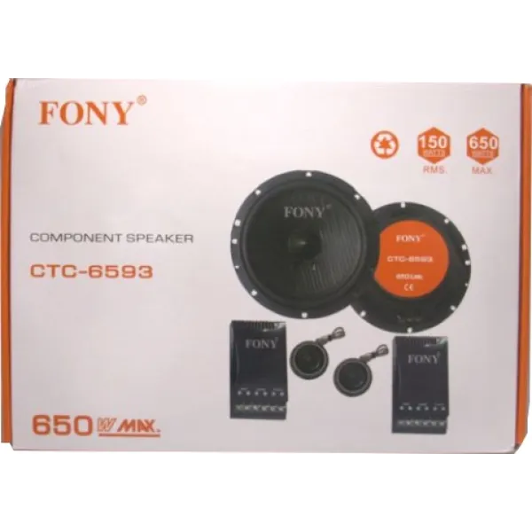 Σετ Ηχεία Αυτοκινήτου Διαιρούμενα Woofer 6.5" και Tweeter 2" 150W RMS με Ενισχυτή CTC-6593 2 τμχ