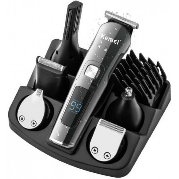 Σετ Επαναφορτιζόμενης Ξυριστικής-Κουρευτικής Μηχανής 6 σε 1 Kemei KM-8508 Μαύρο