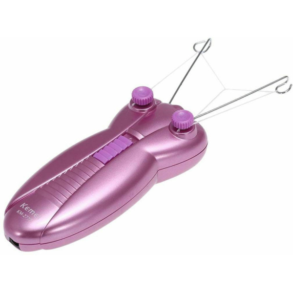 Επαναφορτιζόμενη Ηλεκτρική Συσκευή Αποτρίχωσης με Κλωστή Kemei KM-2777 Ροζ