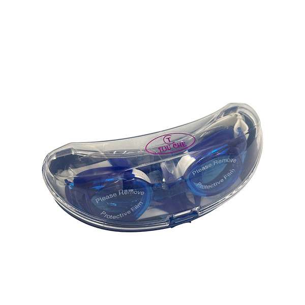 Adult Silicone Swimming Goggles in Case BL-852 Blue
