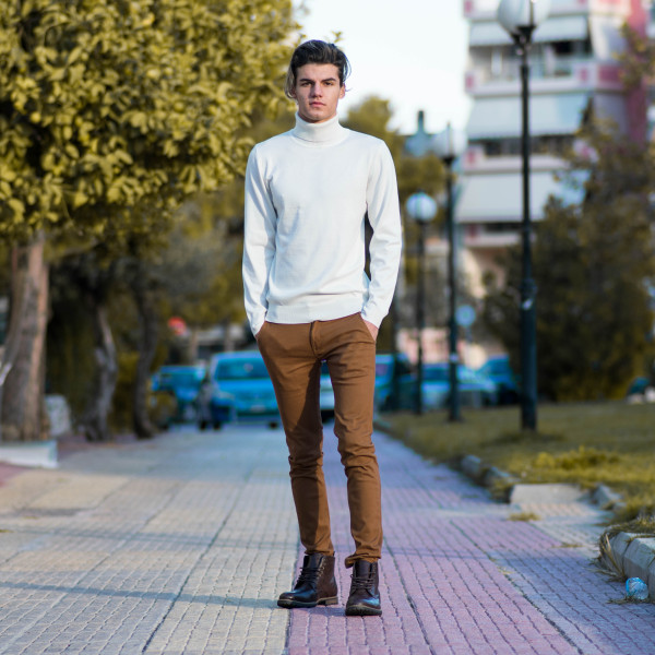 MEN'S KNITTING POLO NECK MOHICANS M001 WHITE