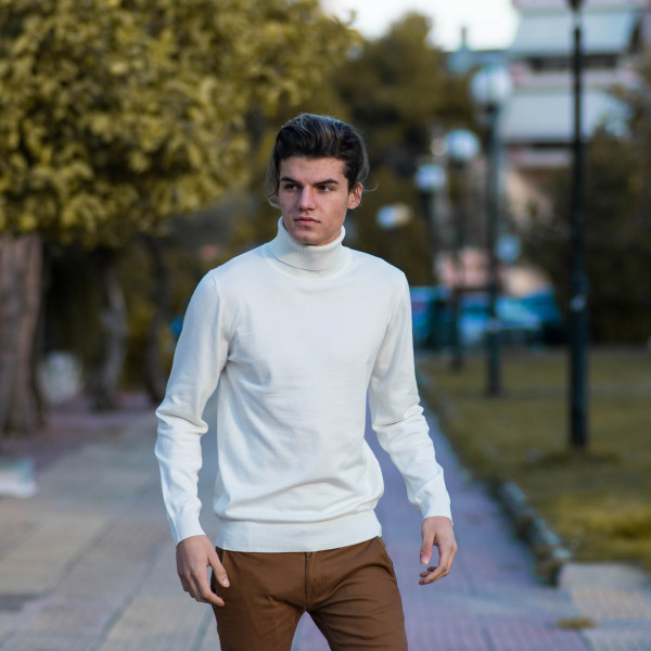 MEN'S KNITTING POLO NECK MOHICANS M001 WHITE