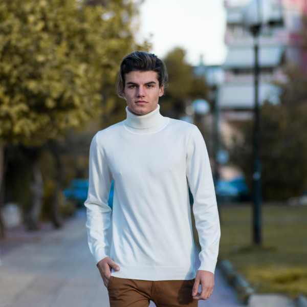 MEN'S KNITTING POLO NECK MOHICANS M001 WHITE