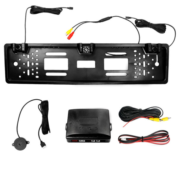 Σύστημα Παρκαρίσματος Αυτοκινήτου σε Πλαίσιο Πινακίδας με Κάμερα, Buzzer και 2 Αισθητήρες CTC-221S Μαύρο