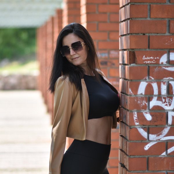 Crop Jacket Mohicans δερματίνης Elderflower Καφέ