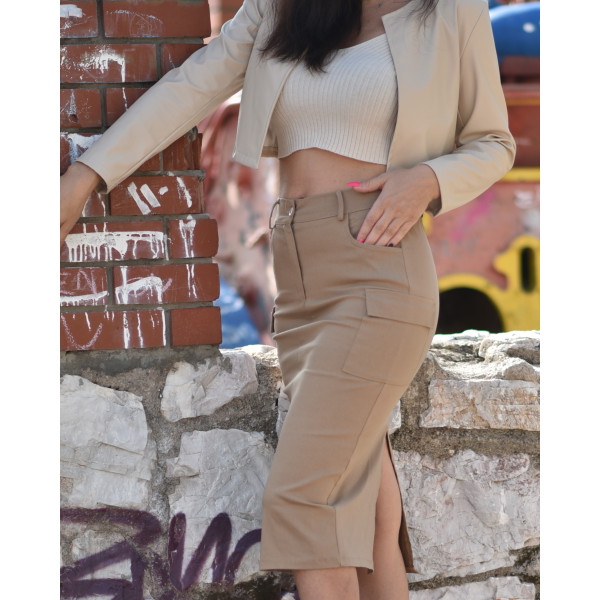 Mohicans High Waist Long Cargo Skirt 2340010 Beige