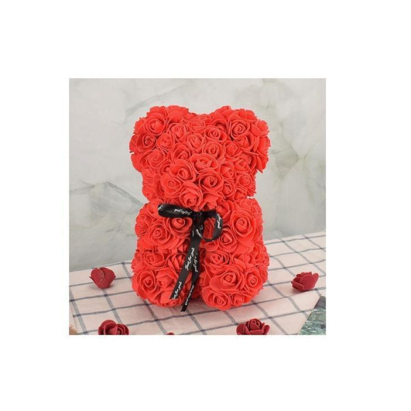 ΑΡΚΟΥΔΑΚΙ ΑΠΟ ΤΡΙΑΝΤΑΦΥΛΛΑ LOVE BEAR 25CM.ΚΟΚΚΙΝΟ