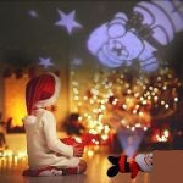 Φωτιζόμενος Λούτρινος Διακοσμητικός Άι Βασίλης Κόκκινος με Projector Κινουμένων Αστεριών