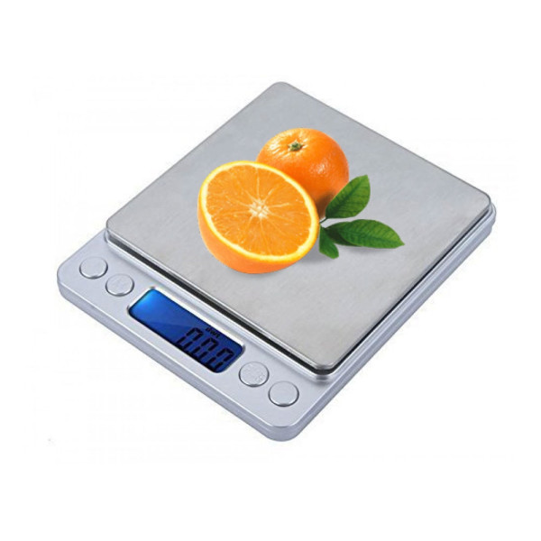 Ηλεκτρονική Ζυγαριά Ακριβείας 0.01gr - 500gr με Μπλε Φωτισμό 1500G Ασημί