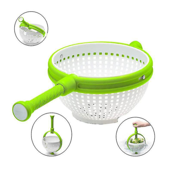 Πλαστικό Σουρωτήρι με Περιστρεφόμενη Λαβή Λευκό - Πράσινο