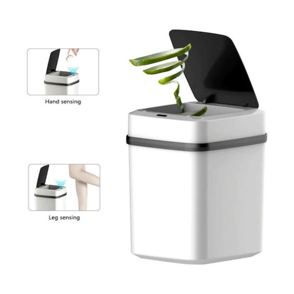 Πλαστικός Κάδος Απορριμμάτων 10lt με Φωτοκύτταρο CX-191 Λευκός