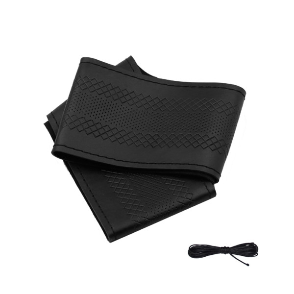 Δερμάτινο Κάλυμμα Τιμονιού με Διάμετρο 50cm Μαύρο