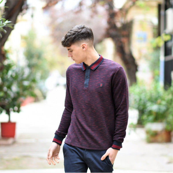 MEN POLO BLOUSE WITH STRIPED MOHICANS 306 BORDO