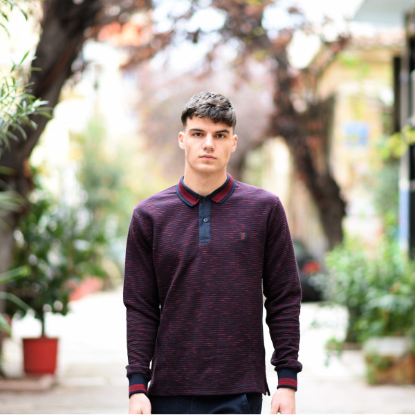 MEN POLO BLOUSE WITH STRIPED MOHICANS 306 BORDO