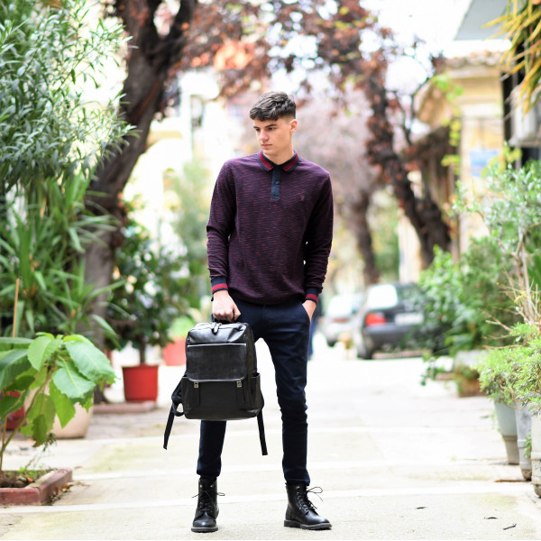 MEN POLO BLOUSE WITH STRIPED MOHICANS 306 BORDO