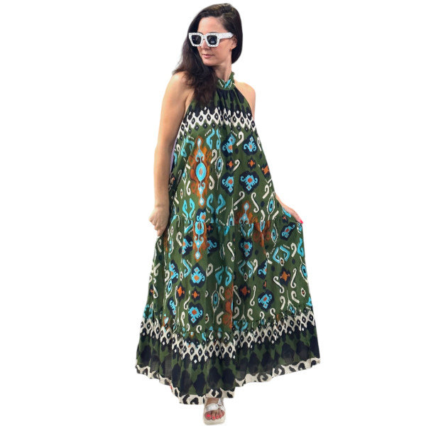 Γυναικείο φόρεμα Maxi All Day με Τιράντα Mohicans 307 Πράσινο