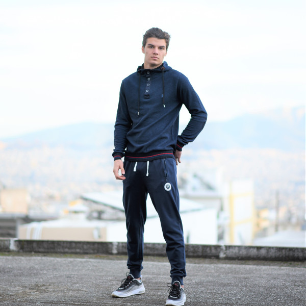 MEN'S SWEATHIRT HOODIED MOHICANS 309.BLUE